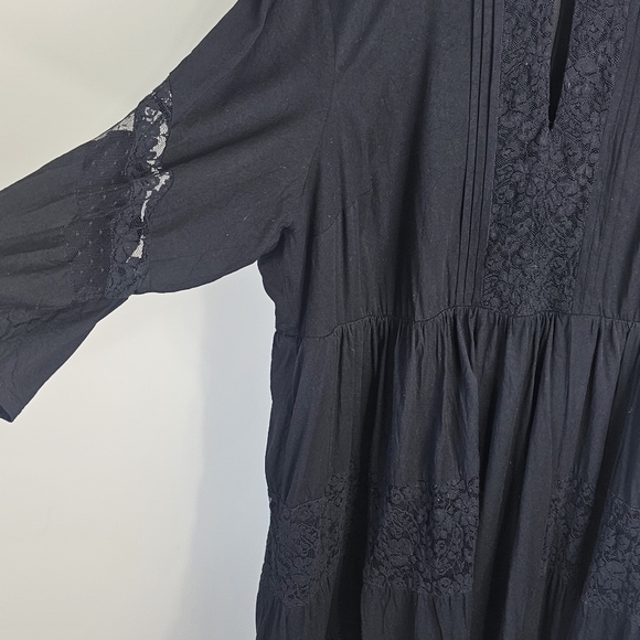 Torrid Black cotton n lace dress goth 🖤 plus size 3x bohemian keyhole front - Picture 8 of 10